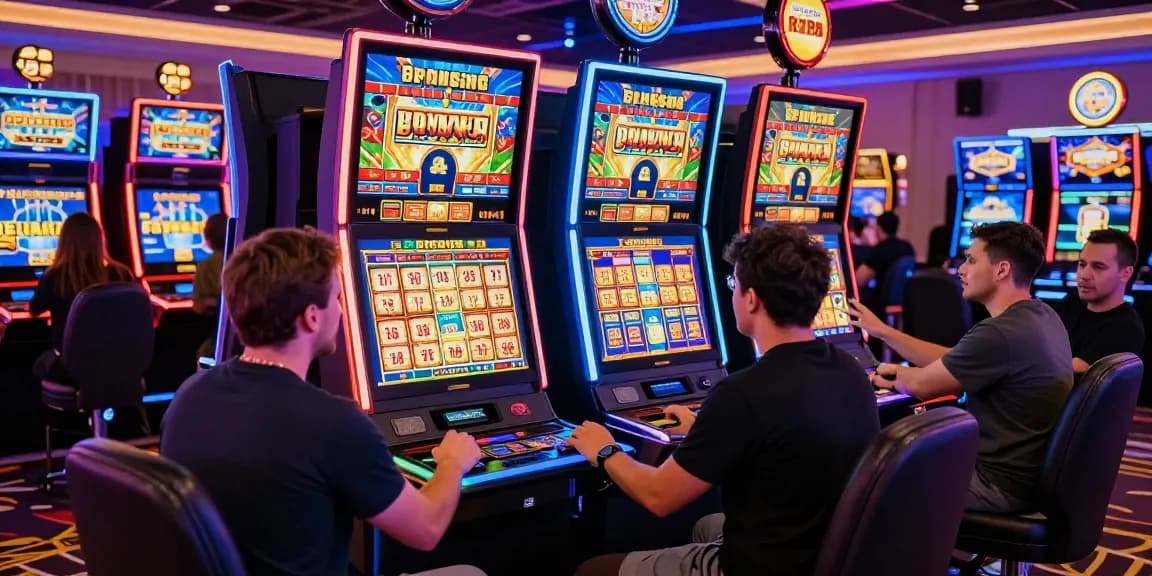 Players engaging with buy feature slots at an online casino, showcasing excitement and gameplay strategies.