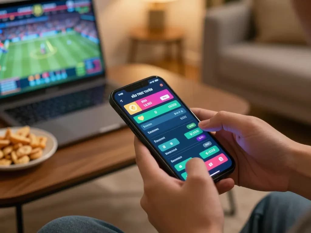 KÈO TRỰC TUYẾN betting odds displayed on a smartphone during an engaging sports betting session.