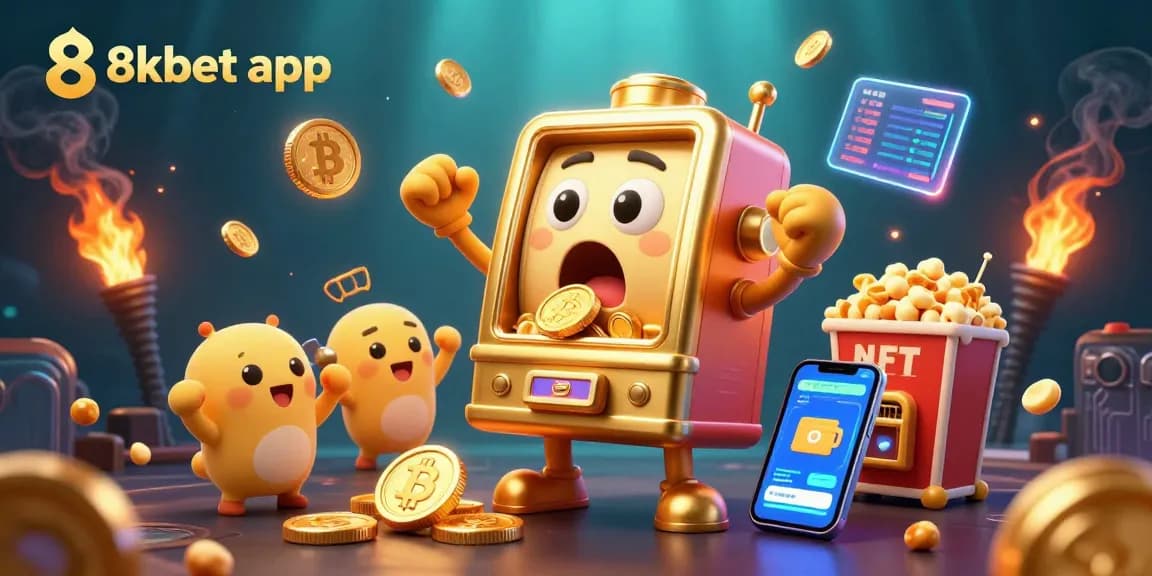 Experience thrilling wins with 8xbet app, featuring a vibrant jackpot scene with gold coins pouring from a slot machine.