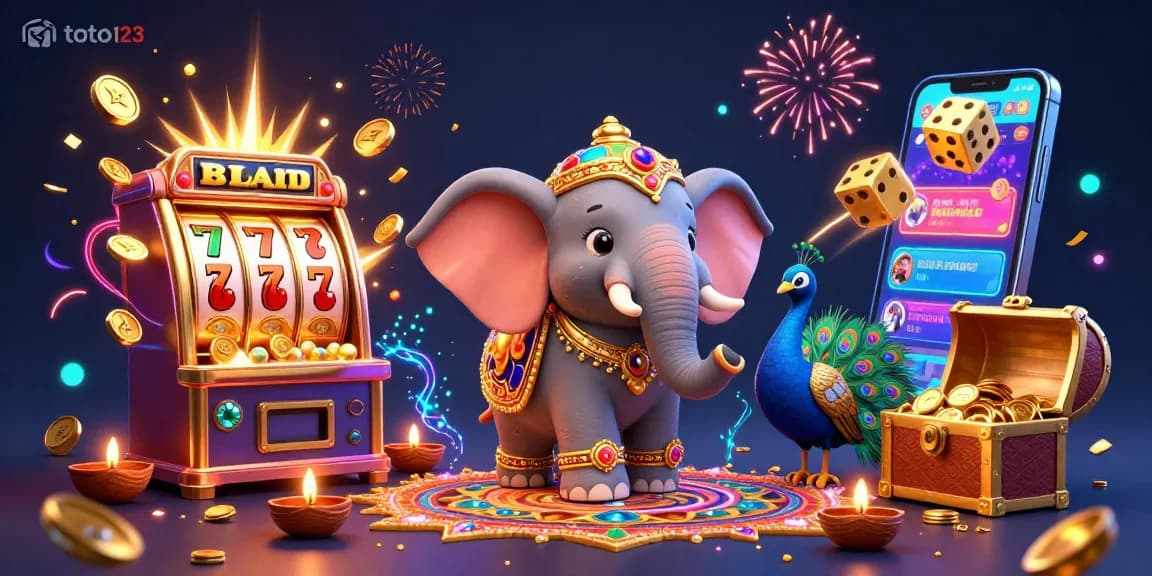 Engage with the exciting world of toto123 through vibrant 3D casino illustrations filled with dynamic game elements.