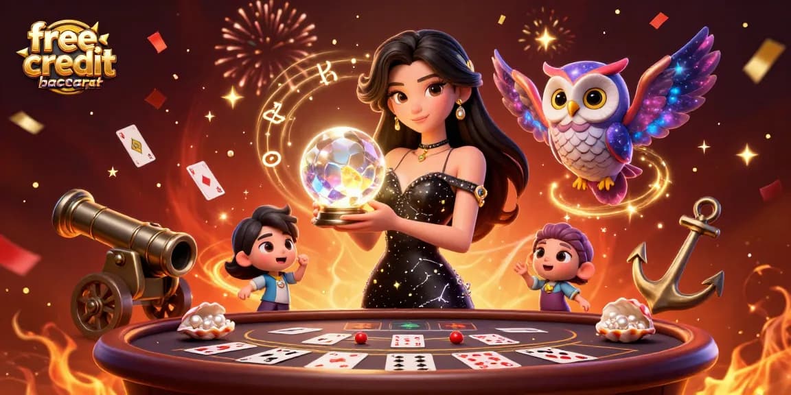 Engage in thrilling games with free credit baccarat at a vibrant casino table, maximizing your bets!