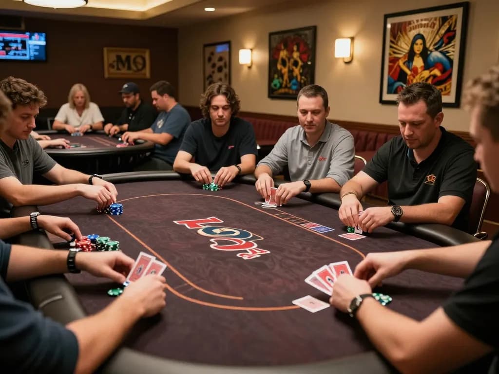 MM88 poker night featuring players in action with chips and cards on a lively table