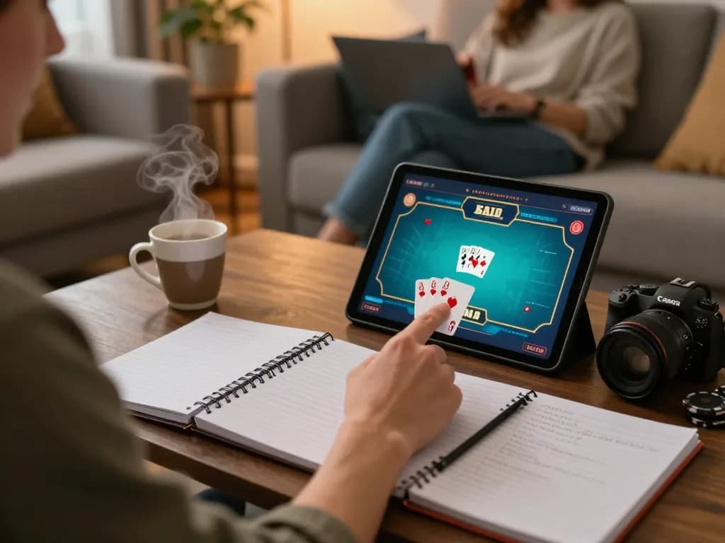 Player winning with a flush on badak178 poker game, showcasing strategy in a cozy home setting.