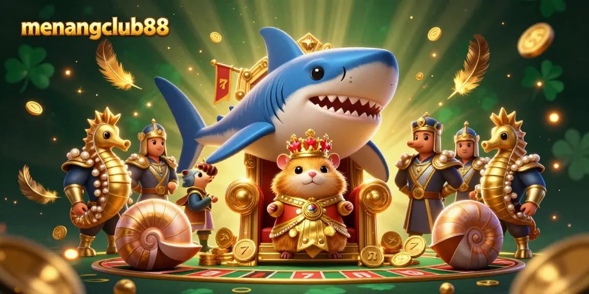 Engage in the thrilling atmosphere of menangclub88's unique casino with vibrant characters and exciting game elements.