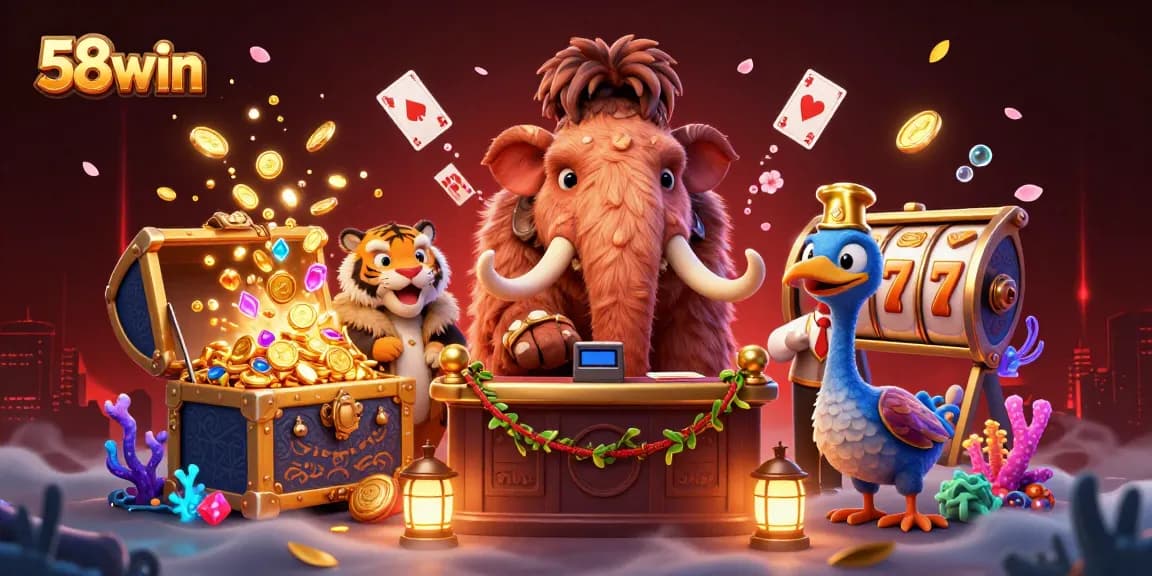 Experience the excitement of 58win with vibrant slots and engaging characters in a captivating casino scene.