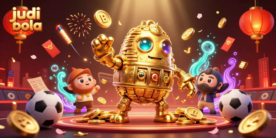 Engage in judi bola betting with vibrant casino-themed 3D illustration rich in detail.