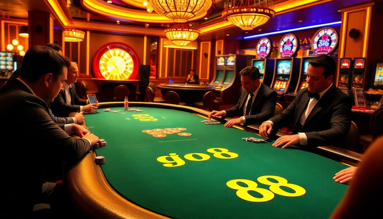 Experience the thrill of high-stakes play with go 88 at an elegant casino poker table.