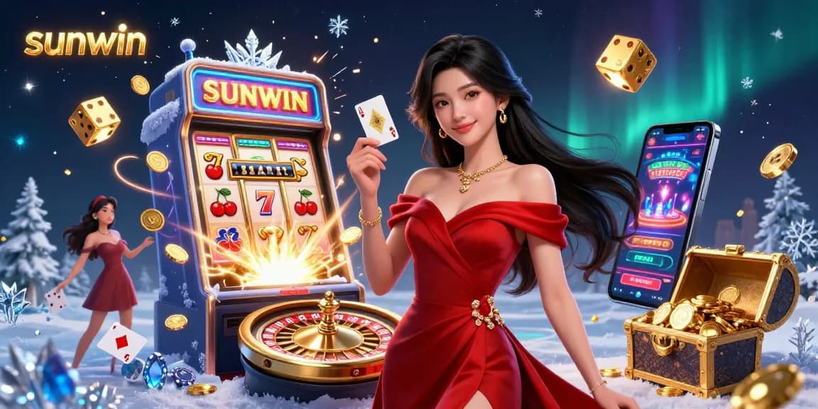 Experience the thrill of sunwin gaming with vibrant casino elements and jackpot excitement.