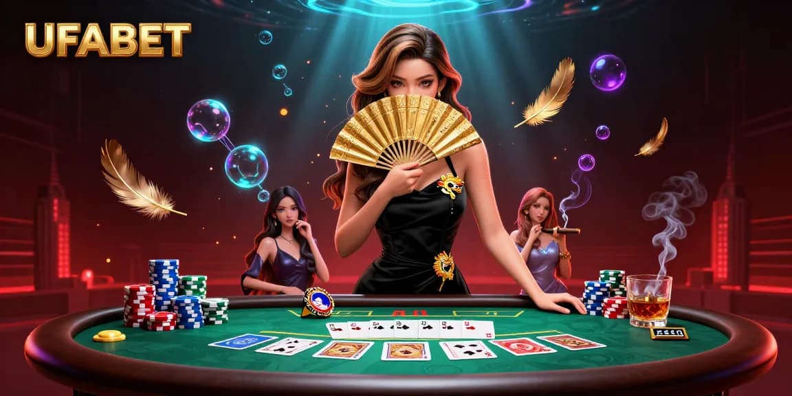 Witness thrilling poker action at UFABET featuring stunning characters and vibrant casino elements.
