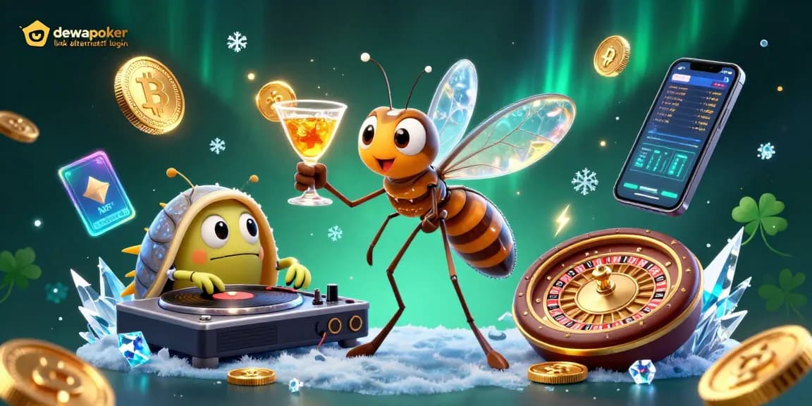 Experience thrilling gameplay at dewapoker link alternatif login with neon casino elements and exciting illustrations