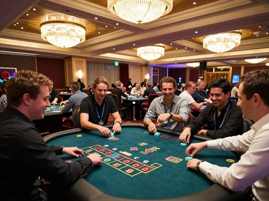 Engaged players experiencing the caricature Chatgpt trend in a vibrant casino atmosphere.