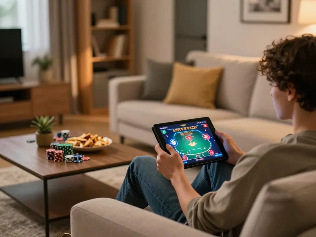 Engaging in online casino games at home on cm88 com, capturing a strategic gaming moment