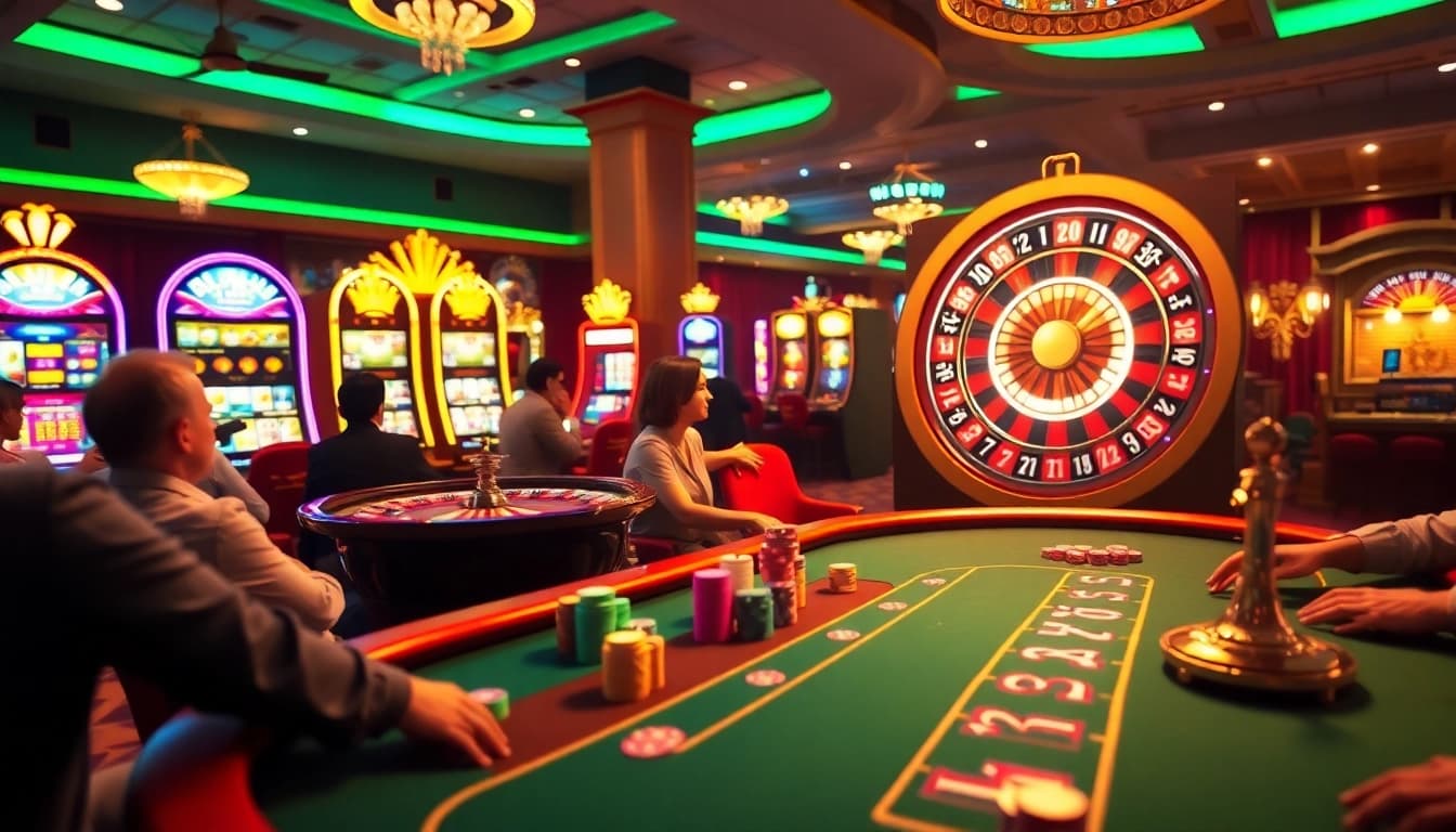 Experience thrilling gameplay at nohu90 com with engaging poker and roulette action in a vibrant casino atmosphere.
