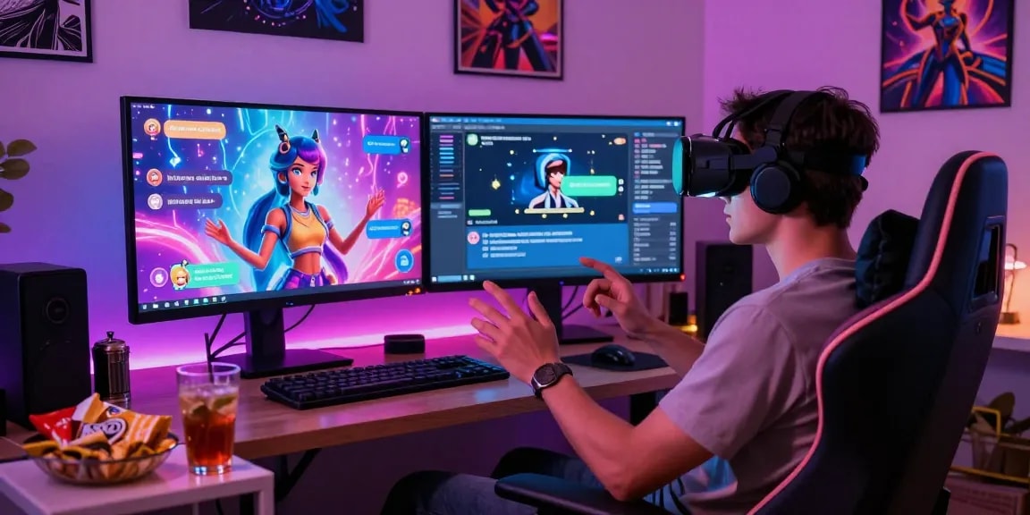 Engaging interaction with a NSFW AI character in a modern virtual space.