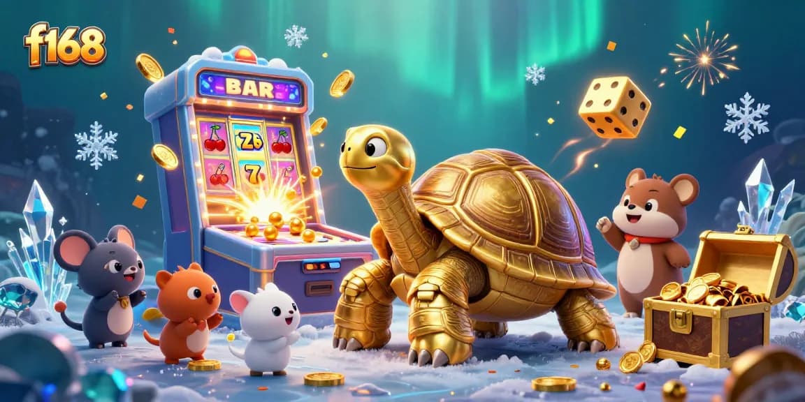 Win big with f168 at a vibrant online casino featuring a colossal tortoise pinball machine and exciting gameplay.