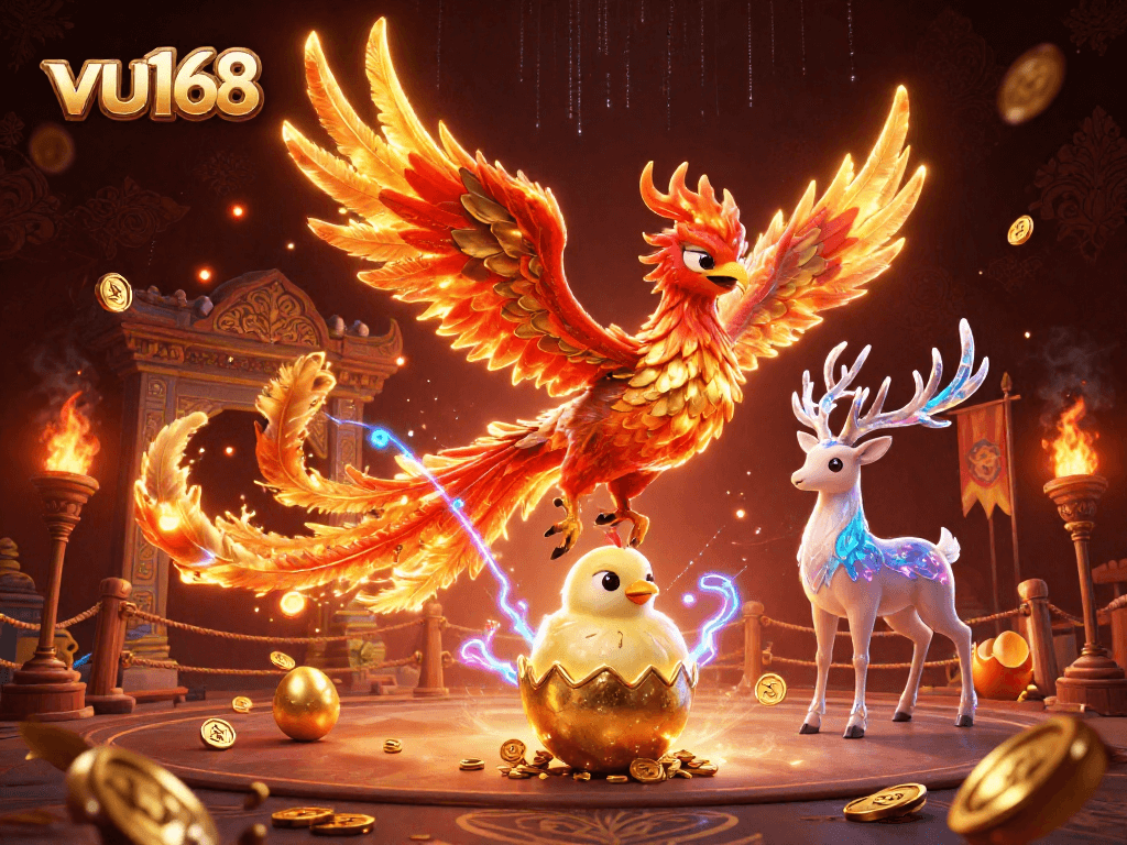 Place your bets at vu168 while witnessing the magic of a phoenix in a casino setting.