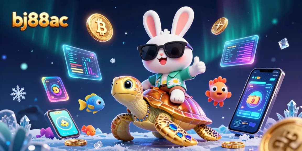 Experience thrilling fun with bj88ac, featuring a lucky rabbit and other vibrant casino elements.