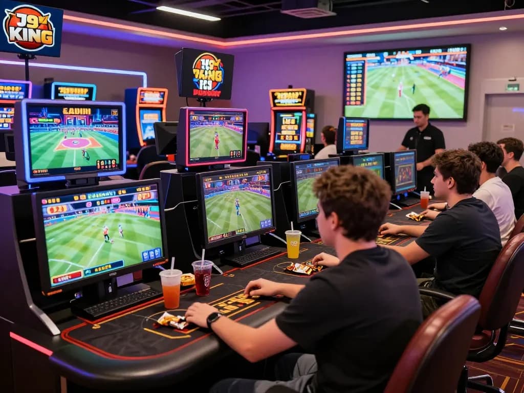 Gamblers enjoying varied gaming options at 79king.fail with excitement and vibrant atmosphere