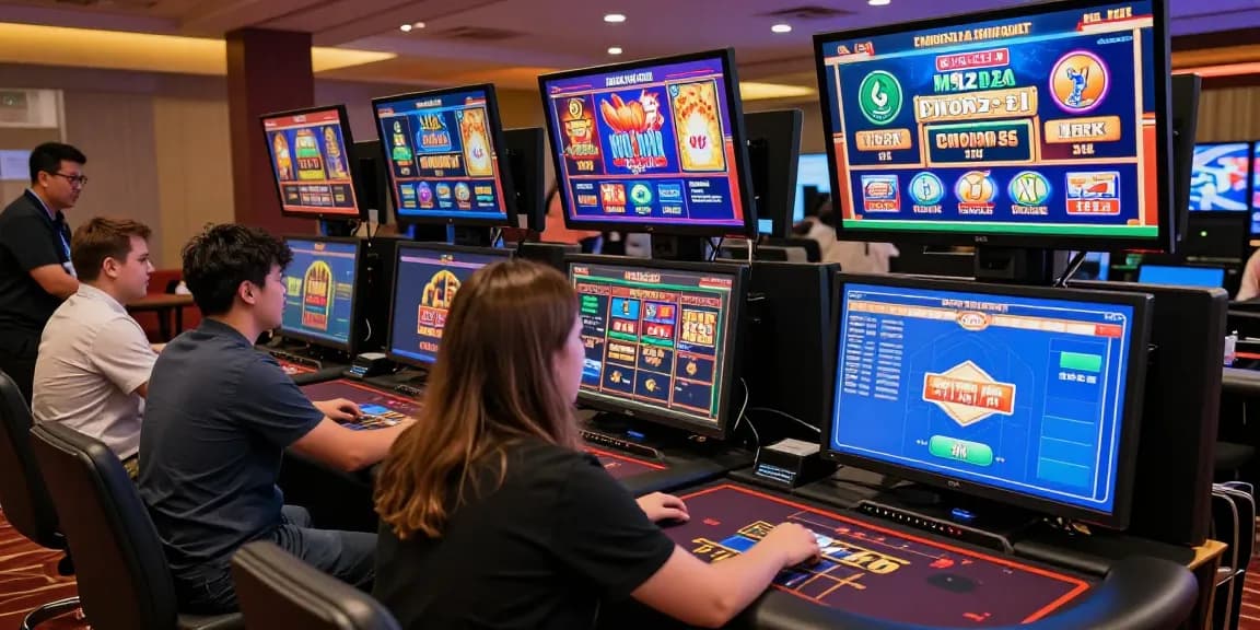Enthusiastic players engaging with OPEN888 online casino games in a vibrant betting environment.