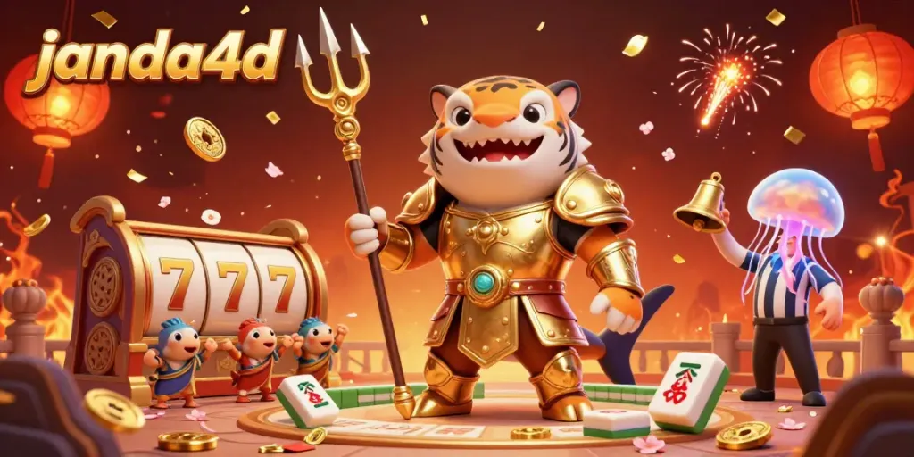 Ilustrasi menarik janda4d dengan hiu macan 3D di arena colosseum bawah laut.
