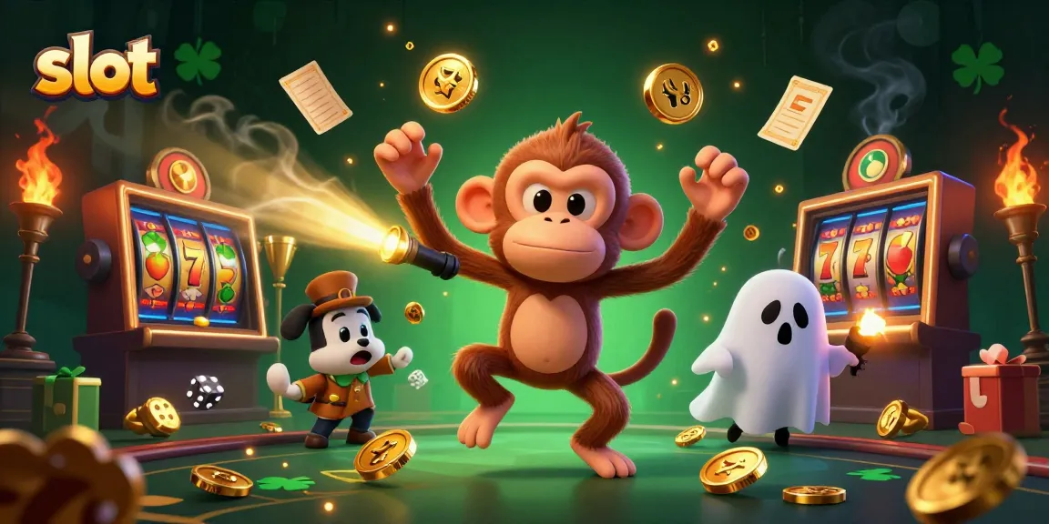 Spin slots and win big with our vivid casino scene featuring a poltergeist monkey.