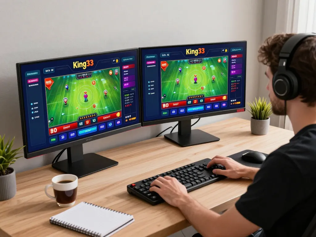 Engaging gameplay at King33 casino shows vibrant graphics and focused player strategies.