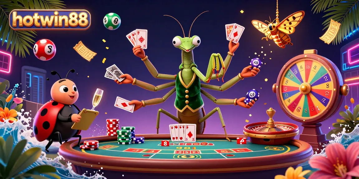 Experience hotwin88 in a vibrant live casino scene with dynamic characters and exciting game elements.