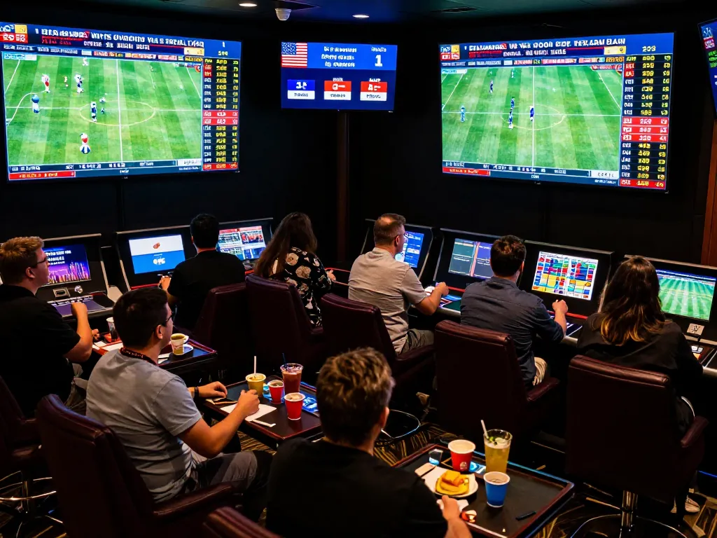 Betting on sports at Rik vip with screens showing live events, enhancing the gaming experience.