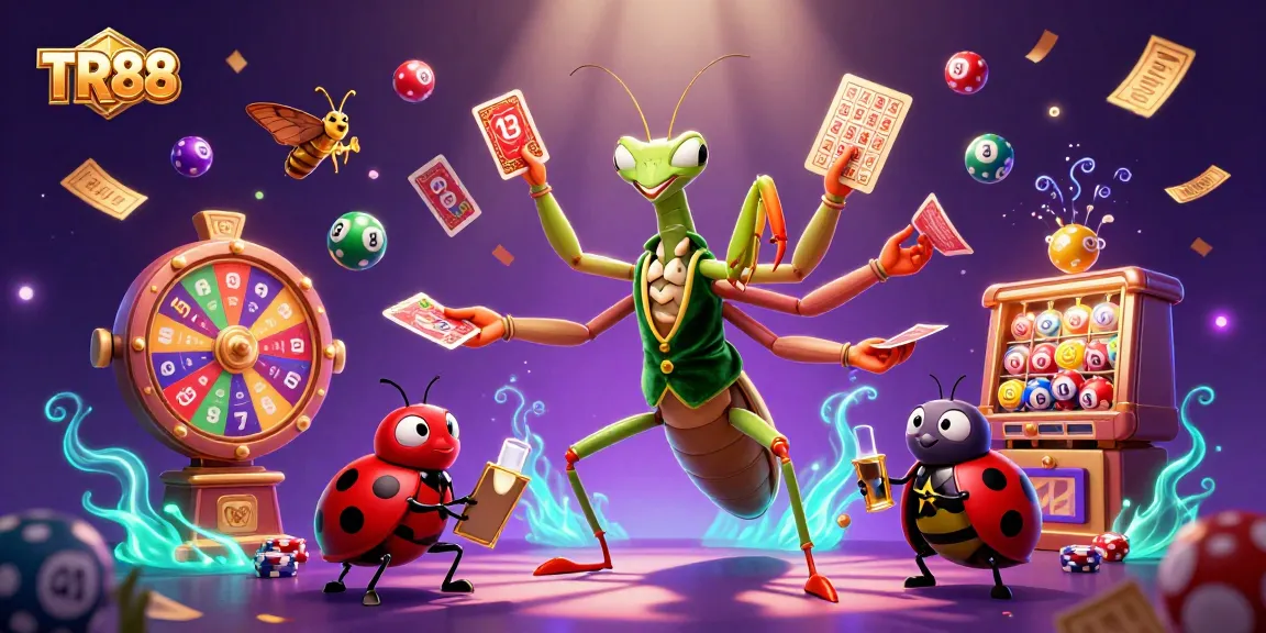 TR88 showcases a lively 3D scene of fantasy characters dealing cards and engaging with vibrant game elements, perfect for online casino visuals.