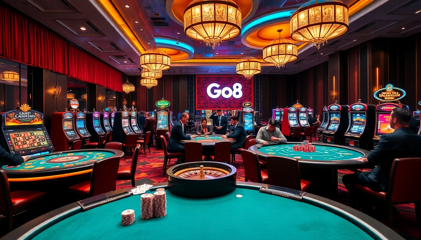 Experience Go8's thrilling casino atmosphere with exciting games and luxury ambiance.