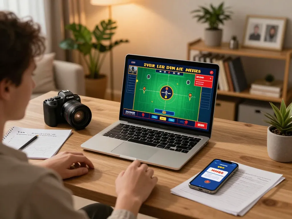 Engaging online gaming moment showing MM88 interface in a cozy home environment.