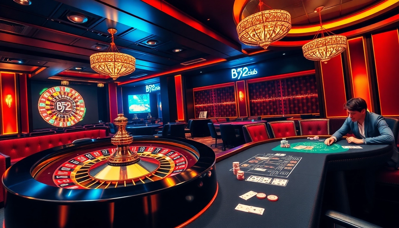 B52club players enjoying an exciting game at a vibrant poker table.