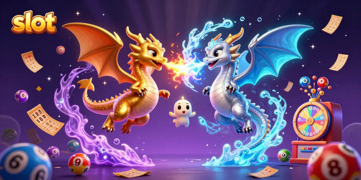 Spin the slots with vibrant dragons and dynamic casino elements in this colorful illustration.