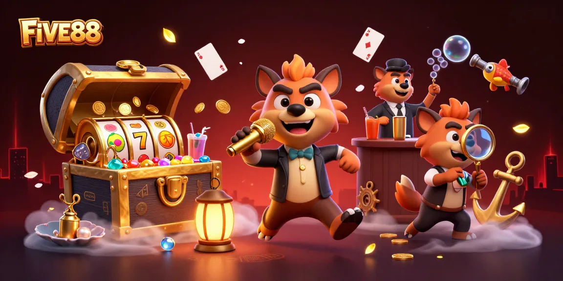 Join the fun at FIVE88 as hyenas laugh and mix drinks in a vibrant casino club scene.