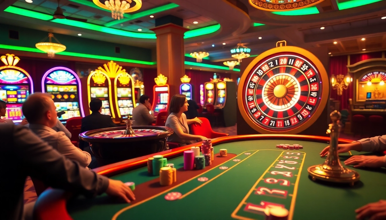 Experience thrilling gameplay at nohu90 com with engaging poker and roulette action in a vibrant casino atmosphere.