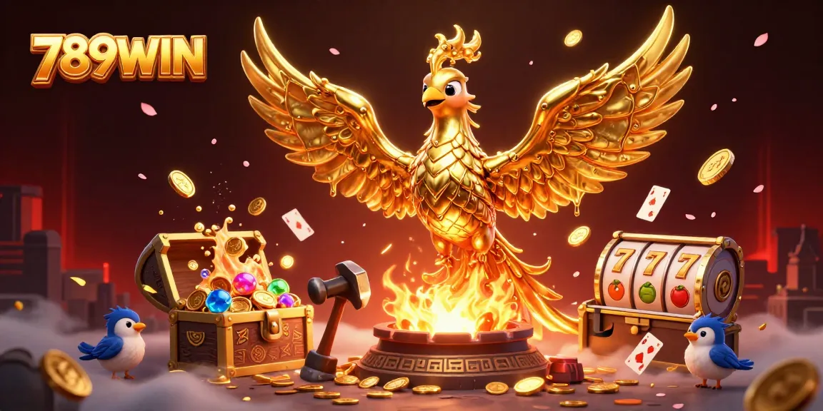 Engage in thrilling gaming at 789WIN with golden phoenix and vibrant casino elements.
