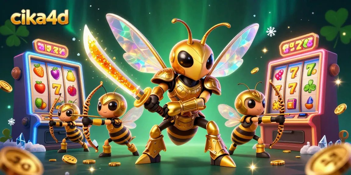 Experience thrilling slots with CIKA4D's vibrant 3D illustration showcasing dynamic gameplay and cash prizes.
