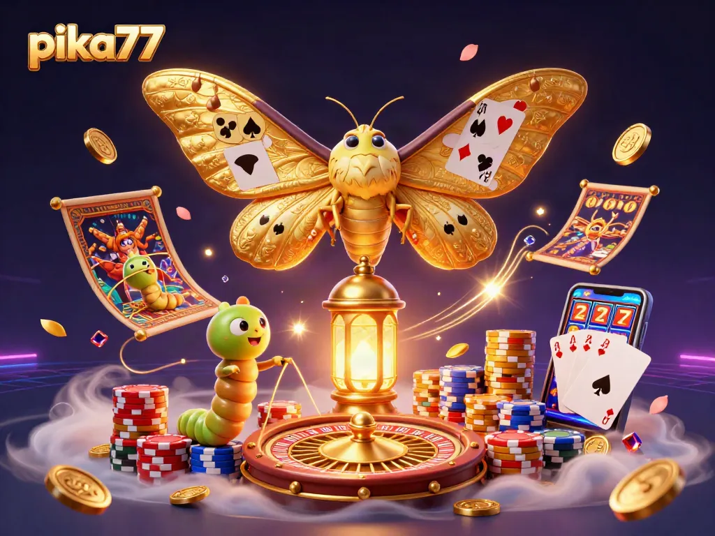 Experience thrilling action on pika77 with colorful poker chips and golden casino elements flying in every direction.