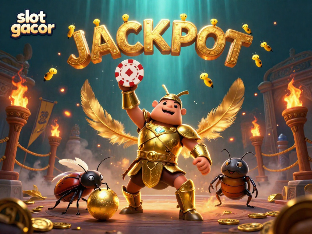 Menangkan jackpot dengan slot gacor bersama karakter unik dalam scene kasino 3D yang energik.