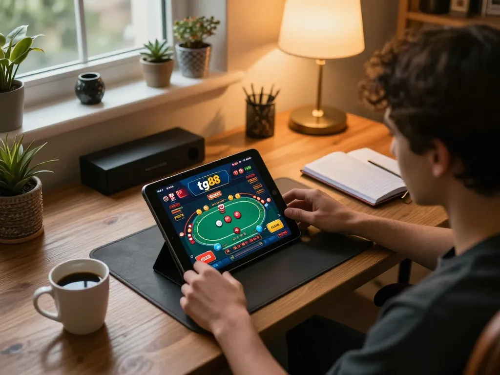 Engage in a thrilling tg88 poker game from the comfort of home with strategic gameplay.