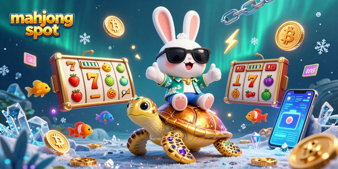 Engage with the mahjong slot experience in a vibrant underwater scene featuring a lucky rabbit and golden turtle.