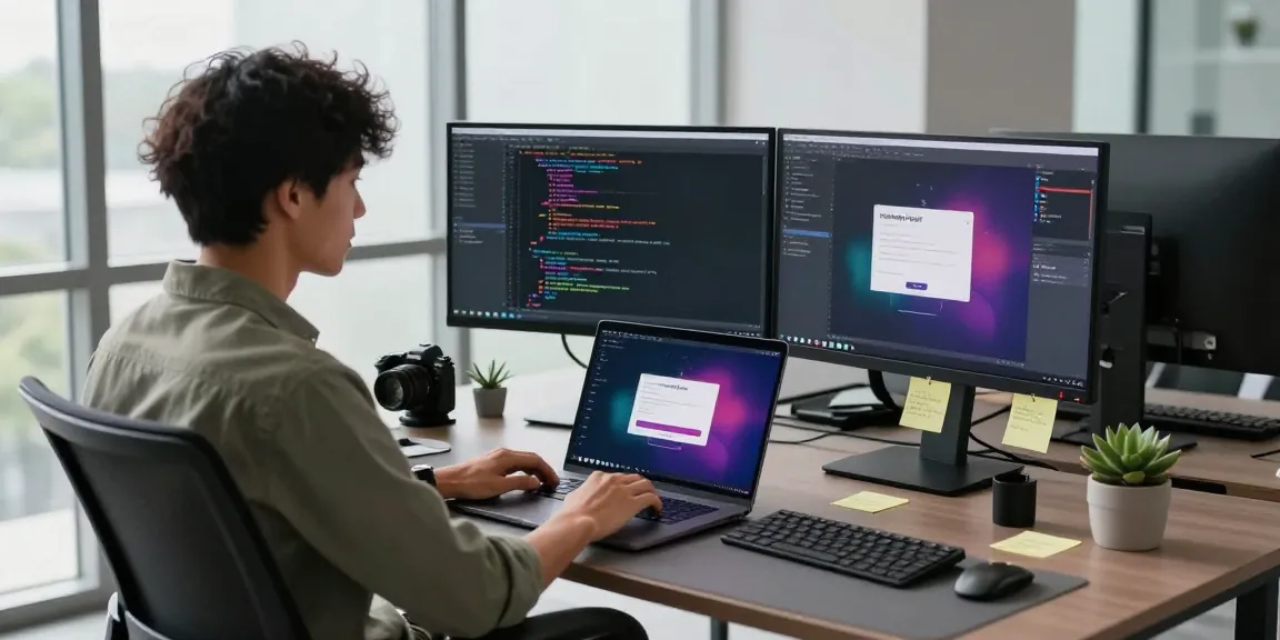 User accessing coloksgp login in a modern tech workspace with dual monitors and natural light