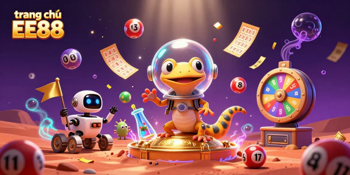 Experience the excitement of gaming on trang chủ EE88 with a playful, vibrant casino-themed 3D illustration.