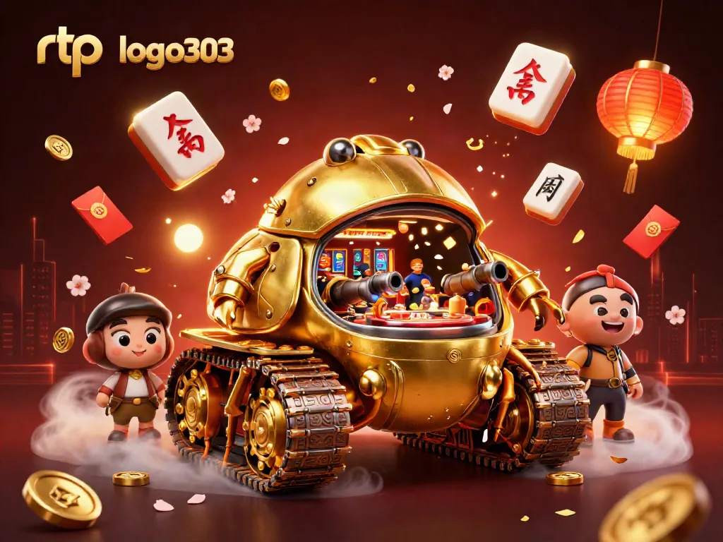 Gambarkan aksi bermain di kasino mini dalam tank keong emas, rtp logo303 bersinar di sudut kiri atas.