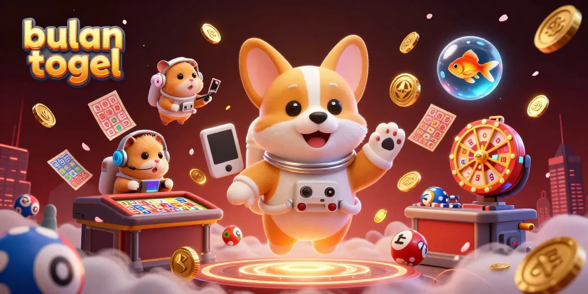Bulan togel captures a lively atmosphere with a floating corgi astronaut and mission-control hamster in a space-themed lottery casino.