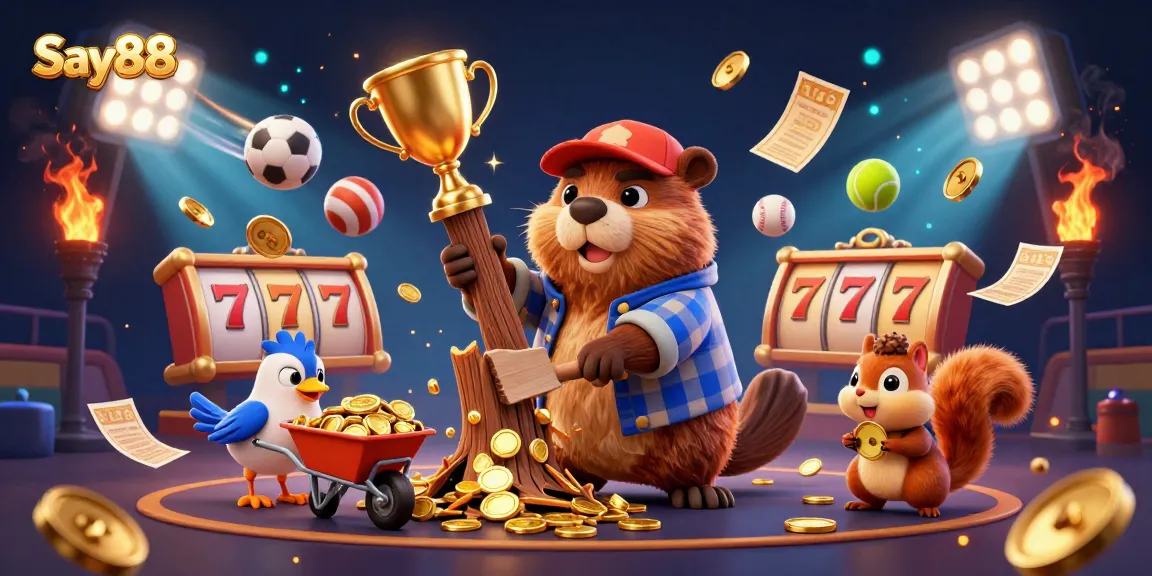 Engage with Say88's thrilling golden casino experience featuring animated characters in action.