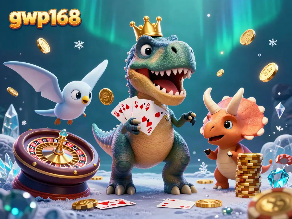 T-Rex dan pterodactyl membantu permainan di GWP168, menawarkan pengalaman Casino Live seru.