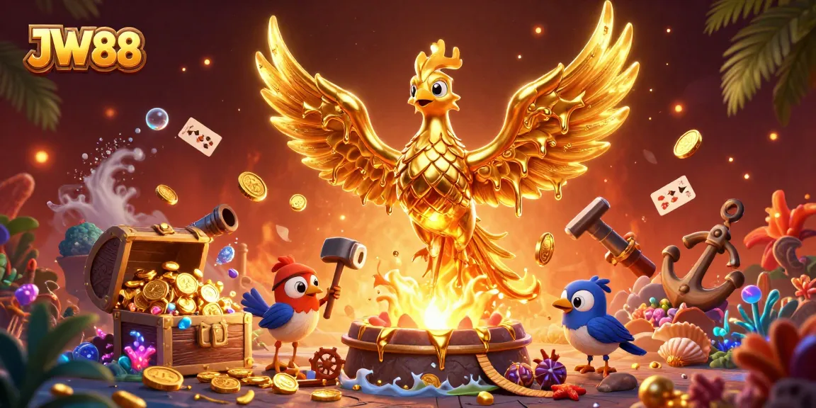 Engage in thrilling gameplay at JW88 with molten phoenix and treasure, highlighting online casino excitement.