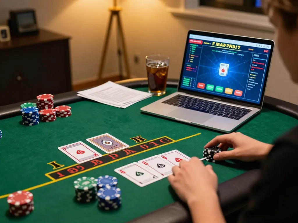 Engaging in vipwin online blackjack with vibrant gameplay and cozy setup