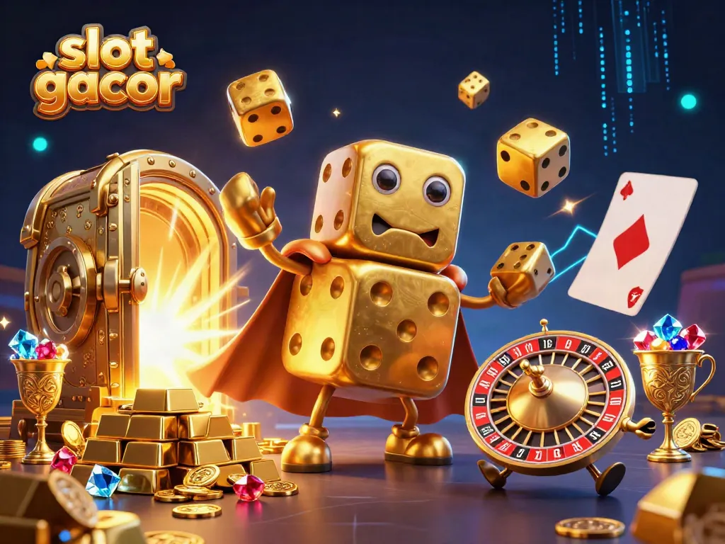 Slot gacor yang menggoda dengan golem dadu emas dan harta karun yang melimpah.